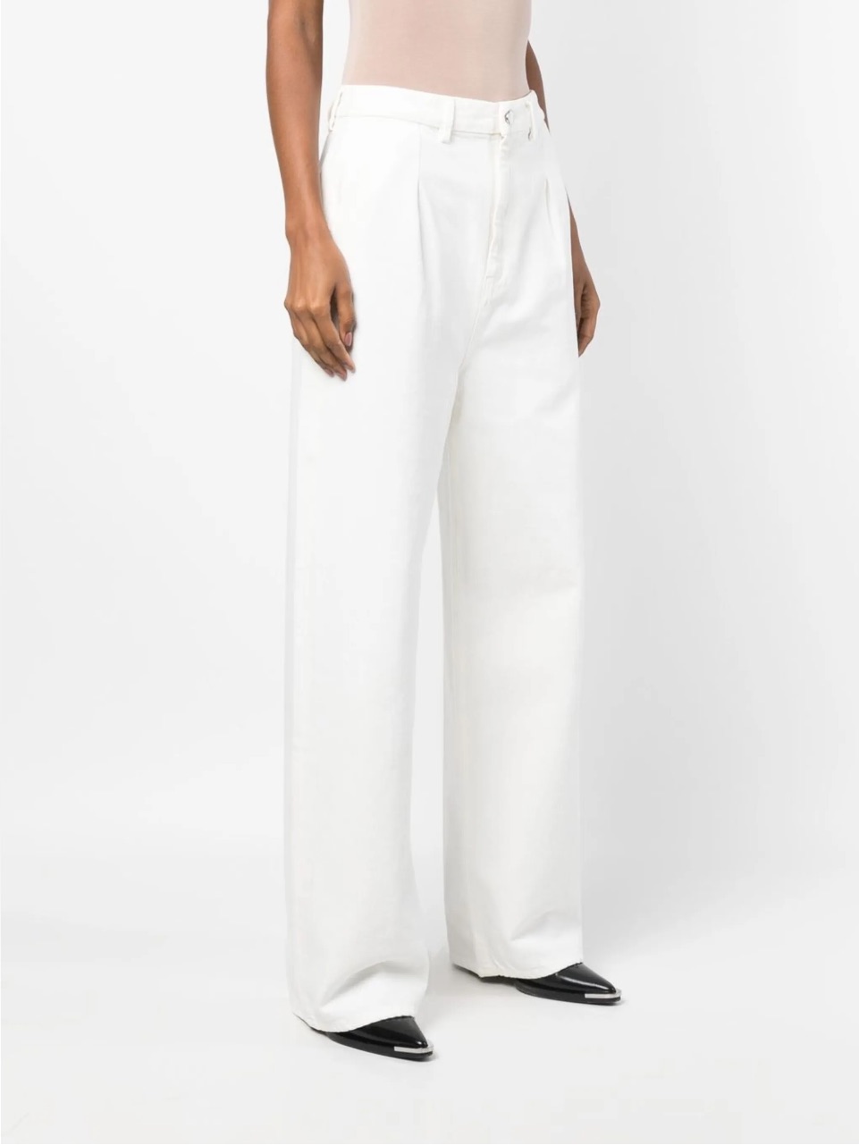 Loulou Studio White Attu Wide Leg Organic Cotton Jeans, Size 25